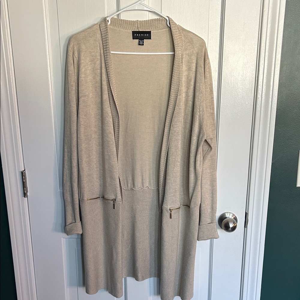 Alfani Women's Beige Open-Front Cardigan